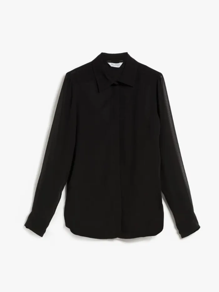 Woman Silk Georgette Shirt Black Maxmara Shirts And Tops