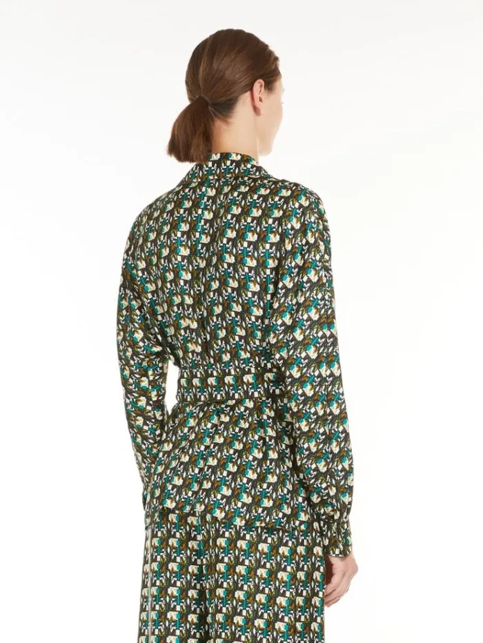 Woman Silk Monogram Flowing Shirt Black Maxmara Shirts And Tops Woman Silk Monogram Flowing Shirt Black Maxmara Shirts And Tops