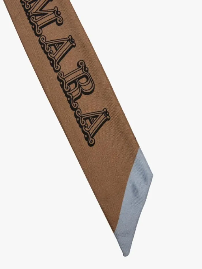Woman Silk Twill Bandeau Camel Maxmara Scarves And Foulards