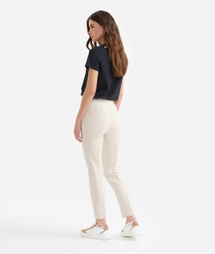 Woman Skirts and Trousers Alviero Martini Winter Cady Basic Trousers Wool White