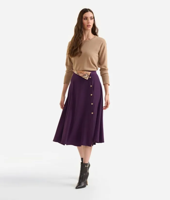 Woman Skirts and Trousers Alviero Martini Winter Cady Skirt With Jewel Buttons Grape Purple Woman Skirts and Trousers Alviero Martini Winter Cady Skirt With Jewel Buttons Grape Purple