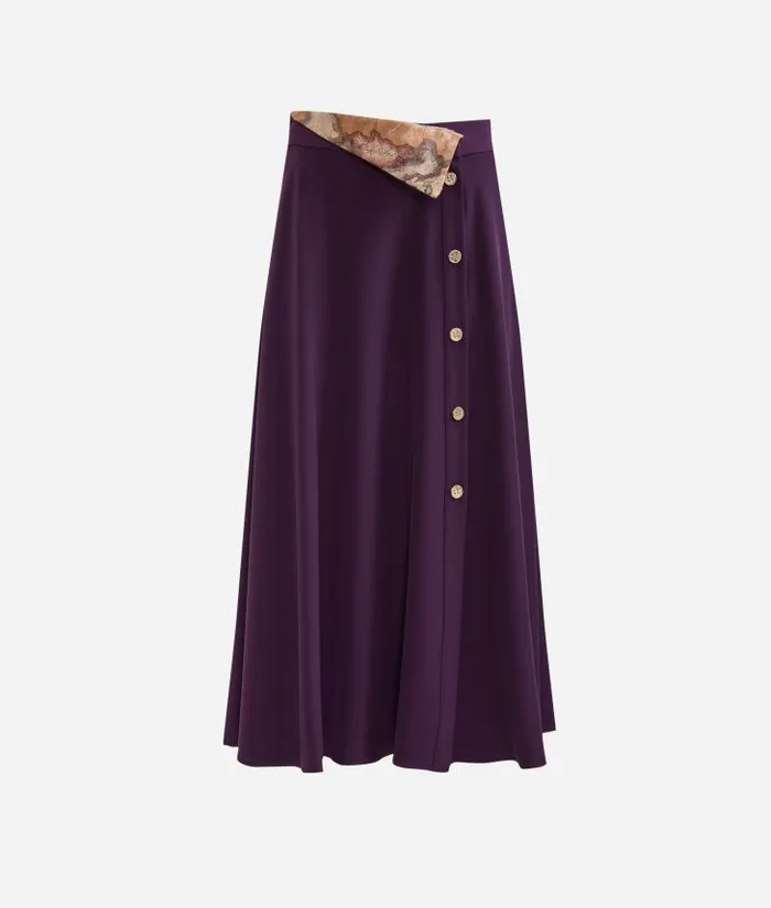 Woman Skirts and Trousers Alviero Martini Winter Cady Skirt With Jewel Buttons Grape Purple