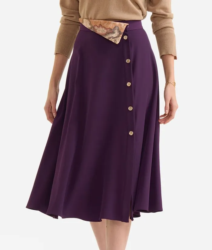 Woman Skirts and Trousers Alviero Martini Winter Cady Skirt With Jewel Buttons Grape Purple