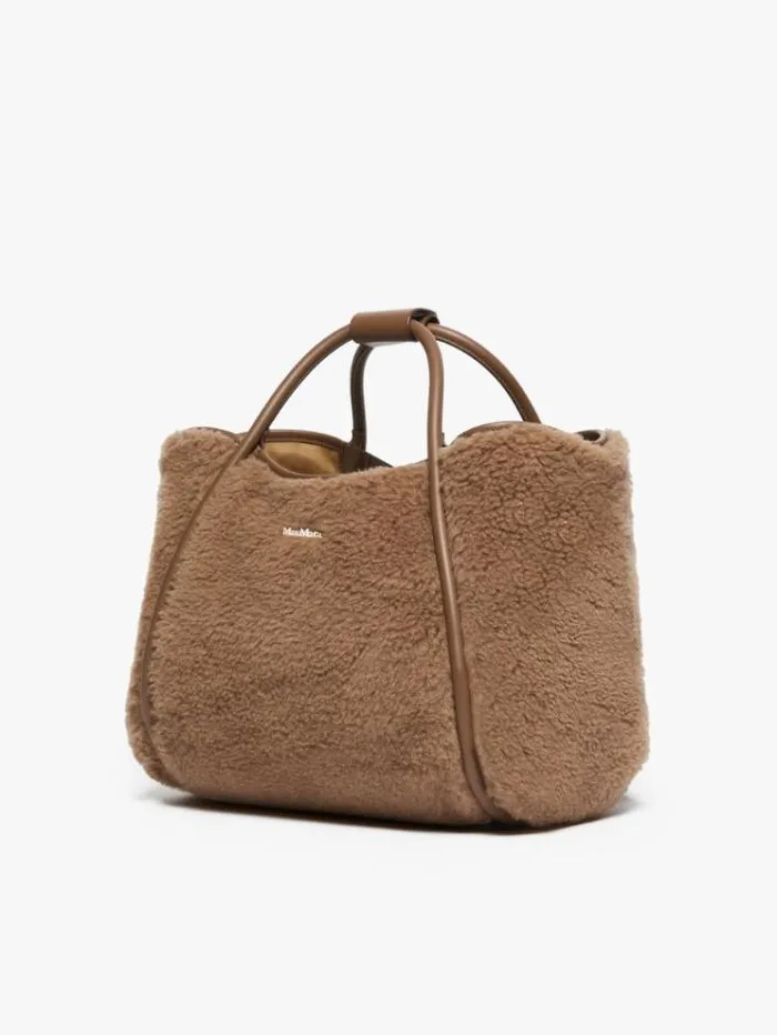 Woman Small Teddy Fabric Marine Bag Camel Maxmara Marine Bag