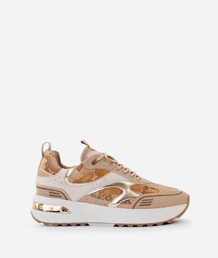 Woman Sneakers Alviero Martini Geo Road Buenos Aires Faux Napa Leather Sneakers Natural