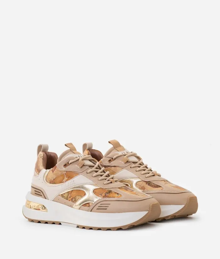 Woman Sneakers Alviero Martini Geo Road Buenos Aires Faux Napa Leather Sneakers Natural