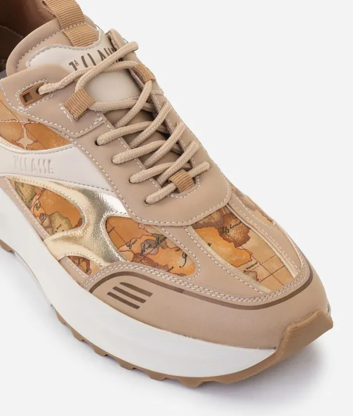 Woman Sneakers Alviero Martini Geo Road Buenos Aires Faux Napa Leather Sneakers Natural