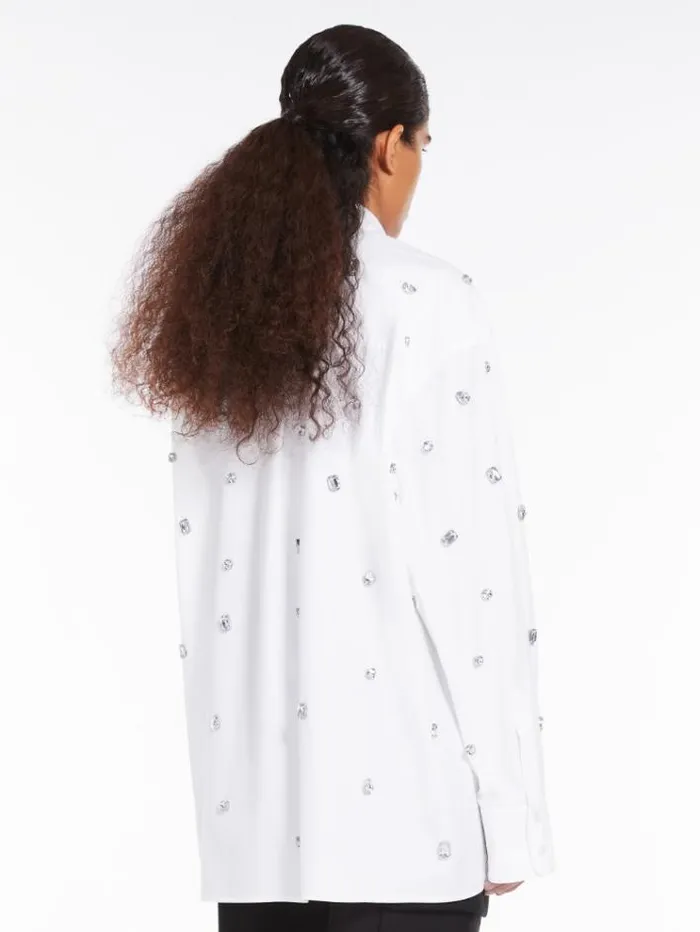 Woman Stoneembroidered Shirt Optical White Maxmara Shirts And Tops Woman Stoneembroidered Shirt Optical White Maxmara Shirts And Tops