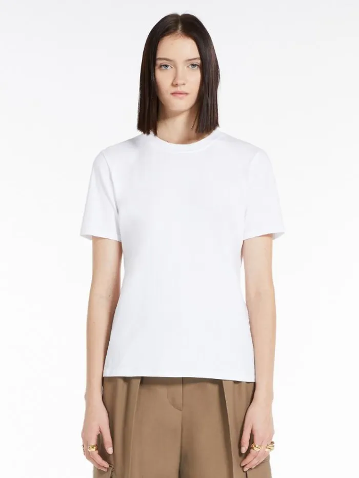 Woman Stretch Cotton Tshirt White Maxmara Tshirts