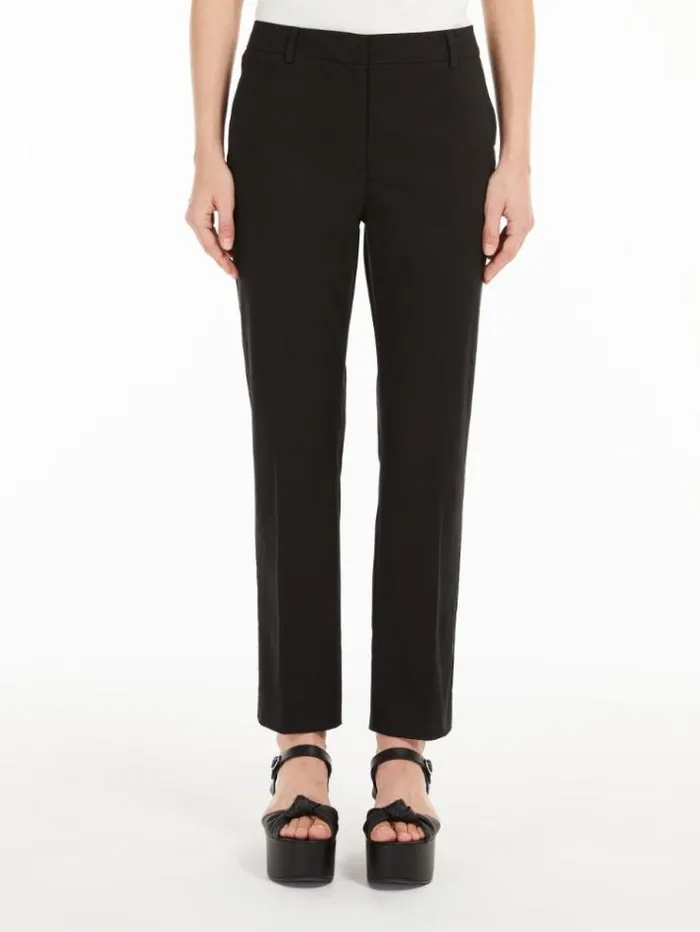 Woman Stretch Satin Trousers Black Maxmara Trousers