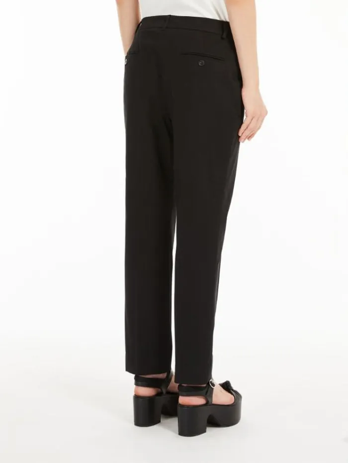 Woman Stretch Satin Trousers Black Maxmara Trousers Woman Stretch Satin Trousers Black Maxmara Trousers