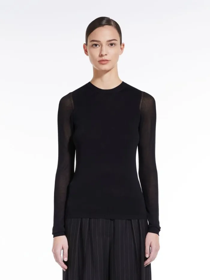 Woman Stretchviscose Slimfit Jumper Black Maxmara Knitwear And Sweatshirts