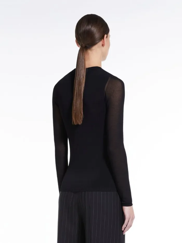 Woman Stretchviscose Slimfit Jumper Black Maxmara Knitwear And Sweatshirts