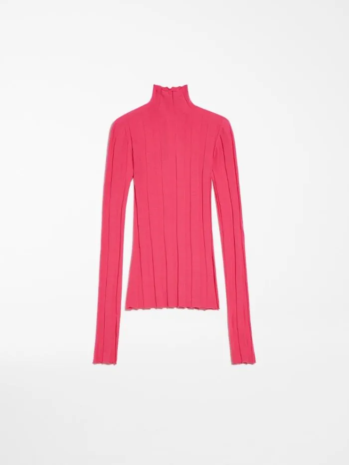 Woman Stretch Wool Mock Poloneck Sweater Pink Maxmara Knitwear And Sweatshirts Woman Stretch Wool Mock Poloneck Sweater Pink Maxmara Knitwear And Sweatshirts
