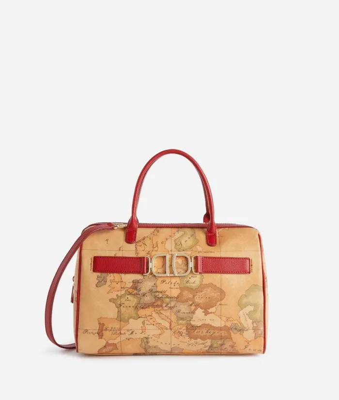 Woman Top Handle Bags Alviero Martini 3d Geo Bowler Bag With Crossbody Strap Raspberry Woman Top Handle Bags Alviero Martini 3d Geo Bowler Bag With Crossbody Strap Raspberry
