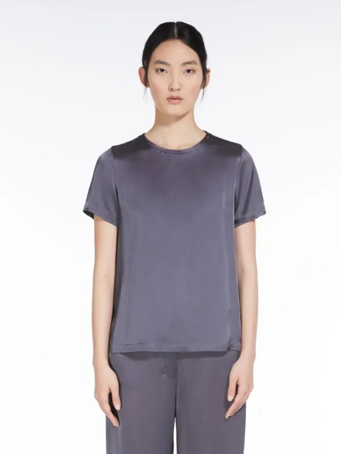 Woman Viscoseblend Satin Tshirt Avio Maxmara Shirts And Tops