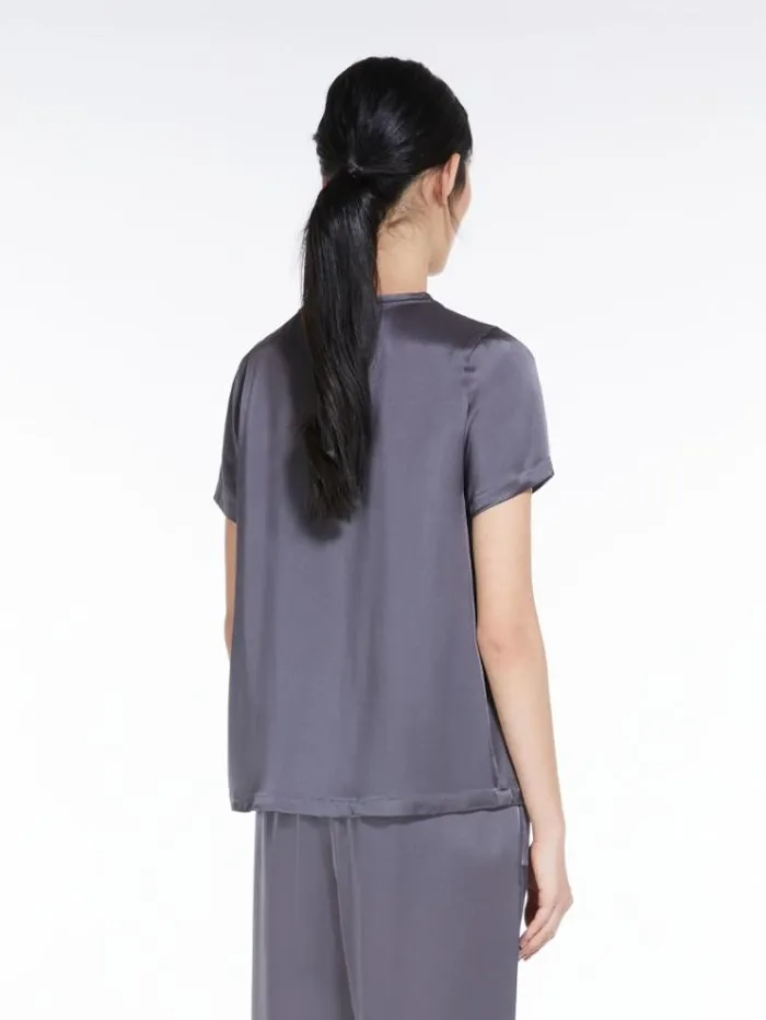 Woman Viscoseblend Satin Tshirt Avio Maxmara Shirts And Tops Woman Viscoseblend Satin Tshirt Avio Maxmara Shirts And Tops