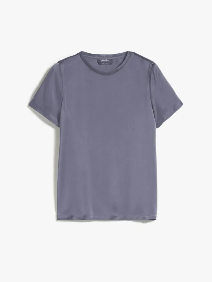 Woman Viscoseblend Satin Tshirt Avio Maxmara Shirts And Tops Woman Viscoseblend Satin Tshirt Avio Maxmara Shirts And Tops