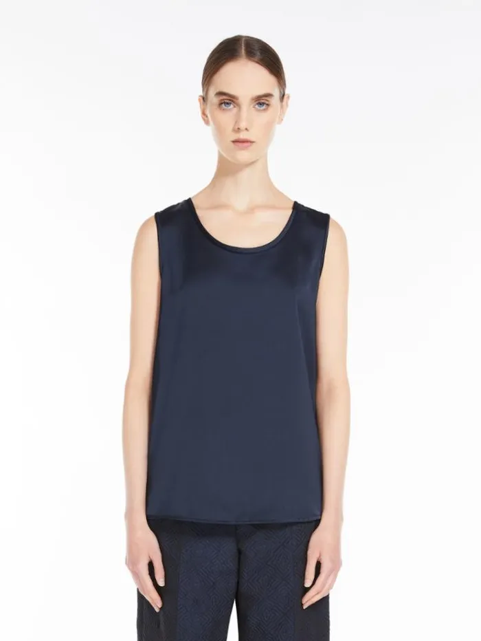 Woman Viscoseblend Satin Top Midnightblue Maxmara Shirts And Tops