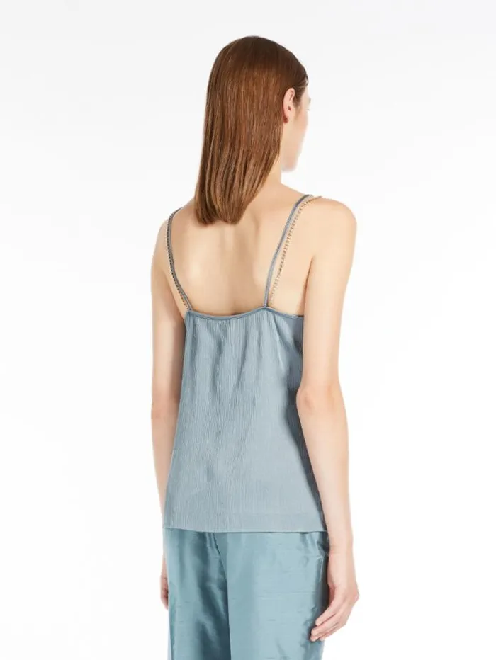 Woman Viscose Crepon Top Light Blue Maxmara Shirts And Tops Woman Viscose Crepon Top Light Blue Maxmara Shirts And Tops