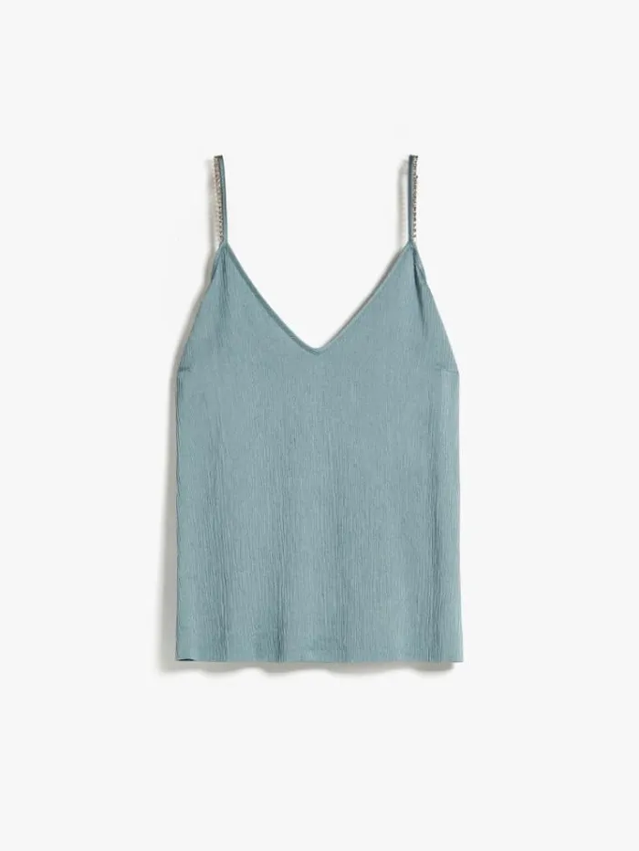 Woman Viscose Crepon Top Light Blue Maxmara Shirts And Tops Woman Viscose Crepon Top Light Blue Maxmara Shirts And Tops
