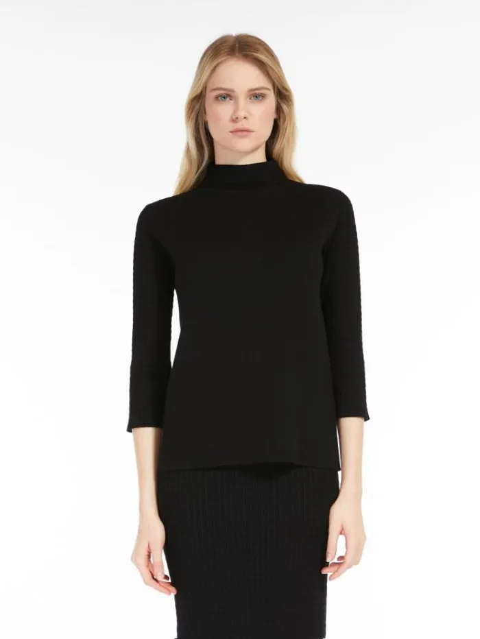Woman Viscose Sweater With Cableknit Sleeves Black Maxmara Knitwear And Sweatshirts Woman Viscose Sweater With Cableknit Sleeves Black Maxmara Knitwear And Sweatshirts