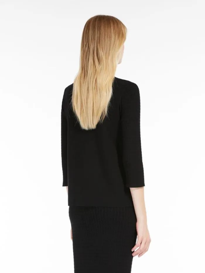 Woman Viscose Sweater With Cableknit Sleeves Black Maxmara Knitwear And Sweatshirts Woman Viscose Sweater With Cableknit Sleeves Black Maxmara Knitwear And Sweatshirts
