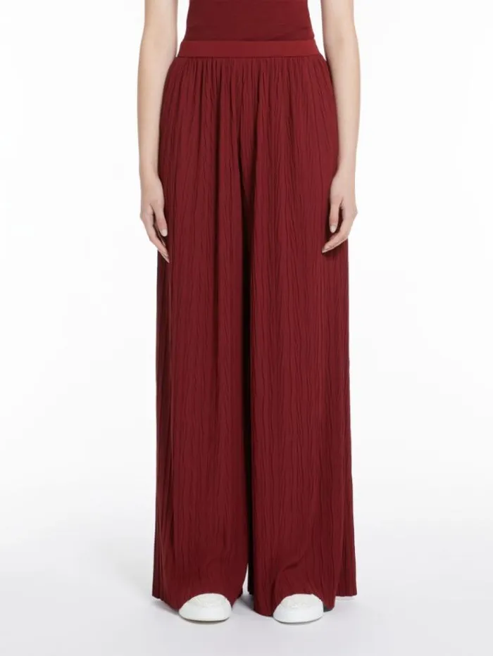 Woman Widefit Pleated Jersey Trousers Brick Red Maxmara Trousers