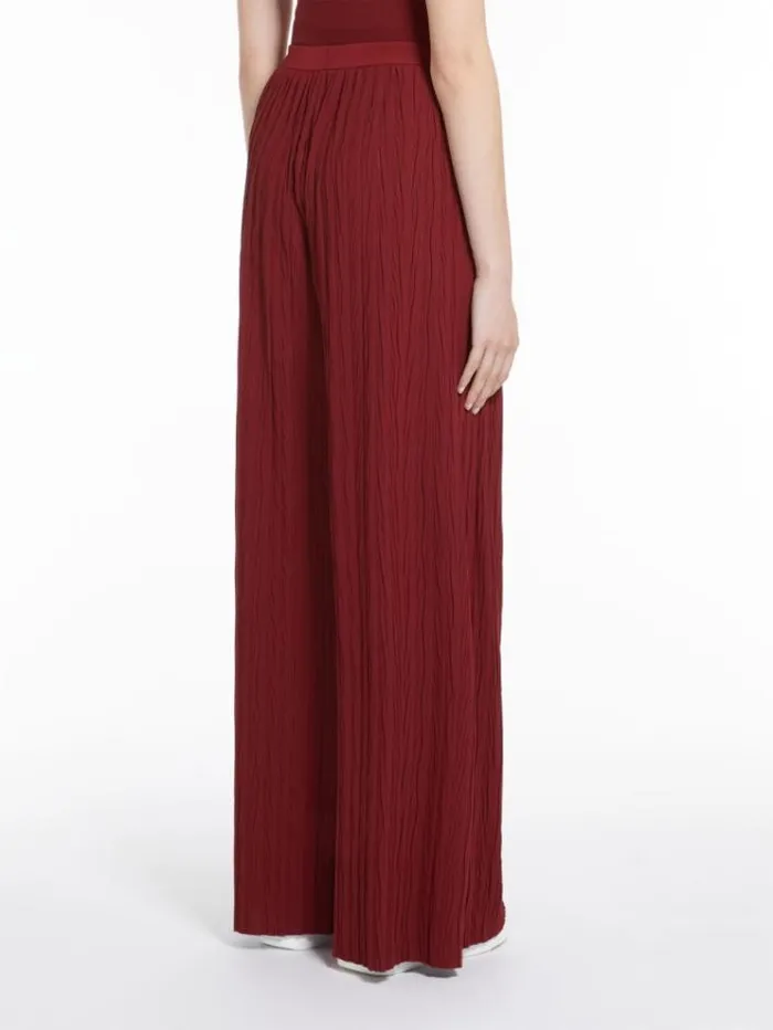 Woman Widefit Pleated Jersey Trousers Brick Red Maxmara Trousers Woman Widefit Pleated Jersey Trousers Brick Red Maxmara Trousers
