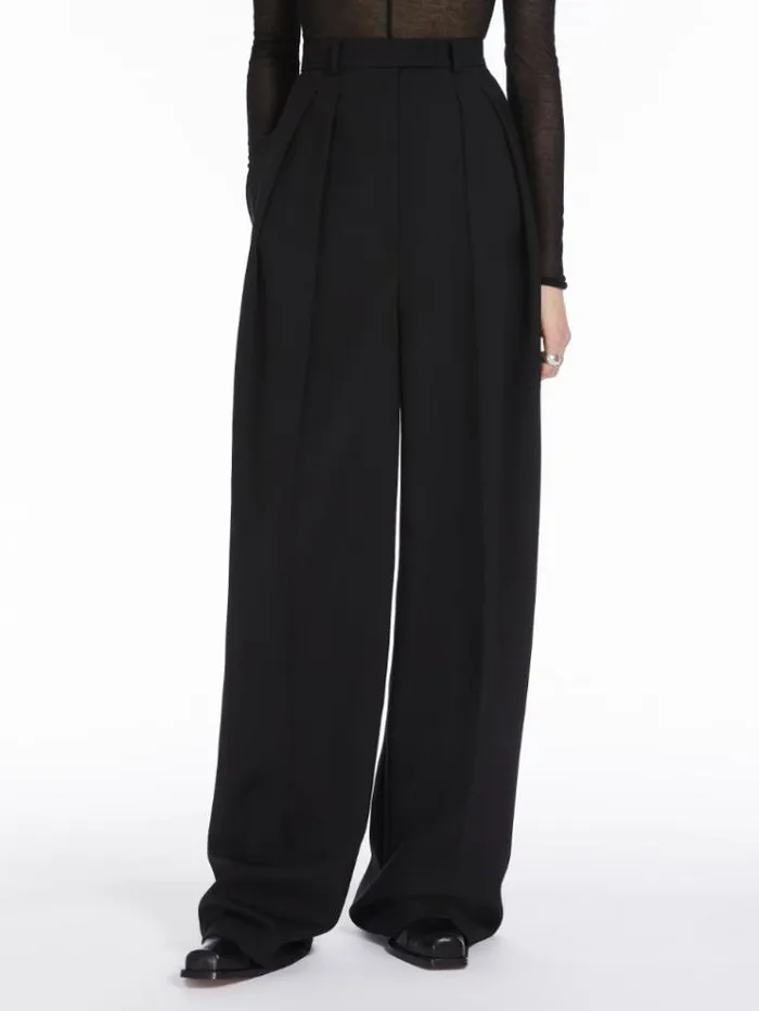 Woman Widefit Woolblend Trousers Black Maxmara Trousers