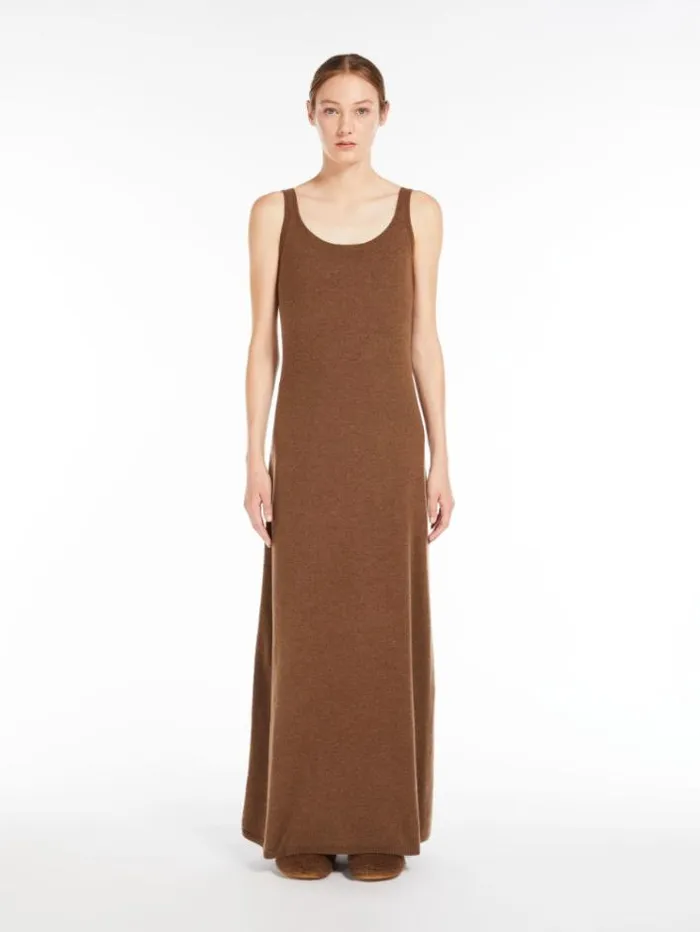 Woman Wool And Cashmere Slip Dress Light Brown Maxmara Dresses