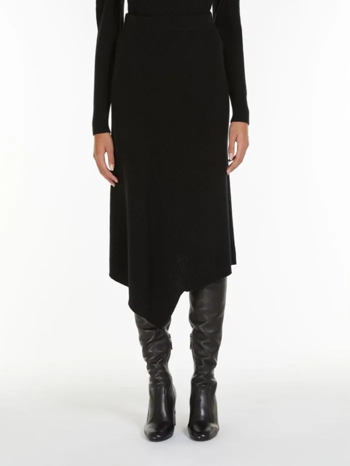 Woman Wool And Cashmere Yarn Skirt Black Maxmara Skirts