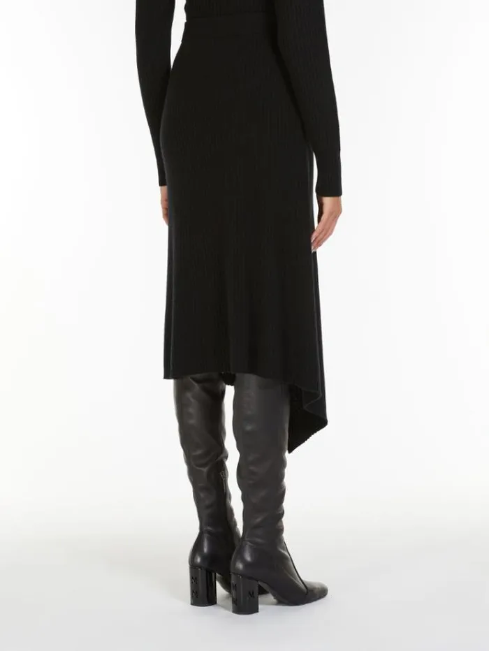 Woman Wool And Cashmere Yarn Skirt Black Maxmara Skirts Woman Wool And Cashmere Yarn Skirt Black Maxmara Skirts