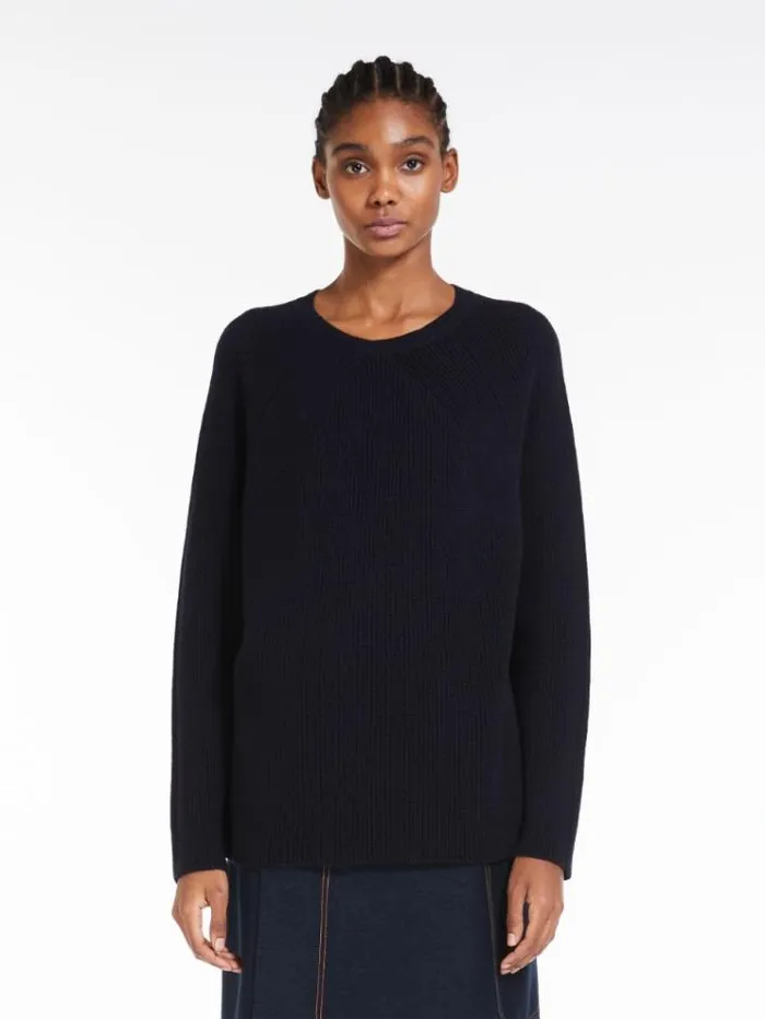 Woman Wool Knit Jumper Ultramarine Maxmara Knitwear And Sweatshirts