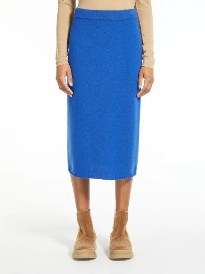 Woman Wool Yarn Skirt Cornflower Blue Maxmara Skirts