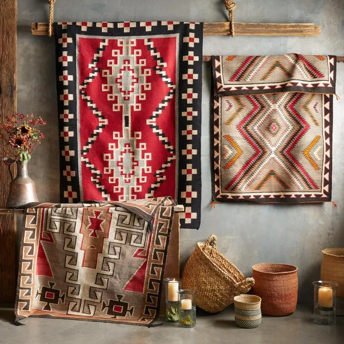 Women 1930s Red Mesa Outline Weaving Sundance Catalog Decor Women 1930s Red Mesa Outline Weaving Sundance Catalog Decor