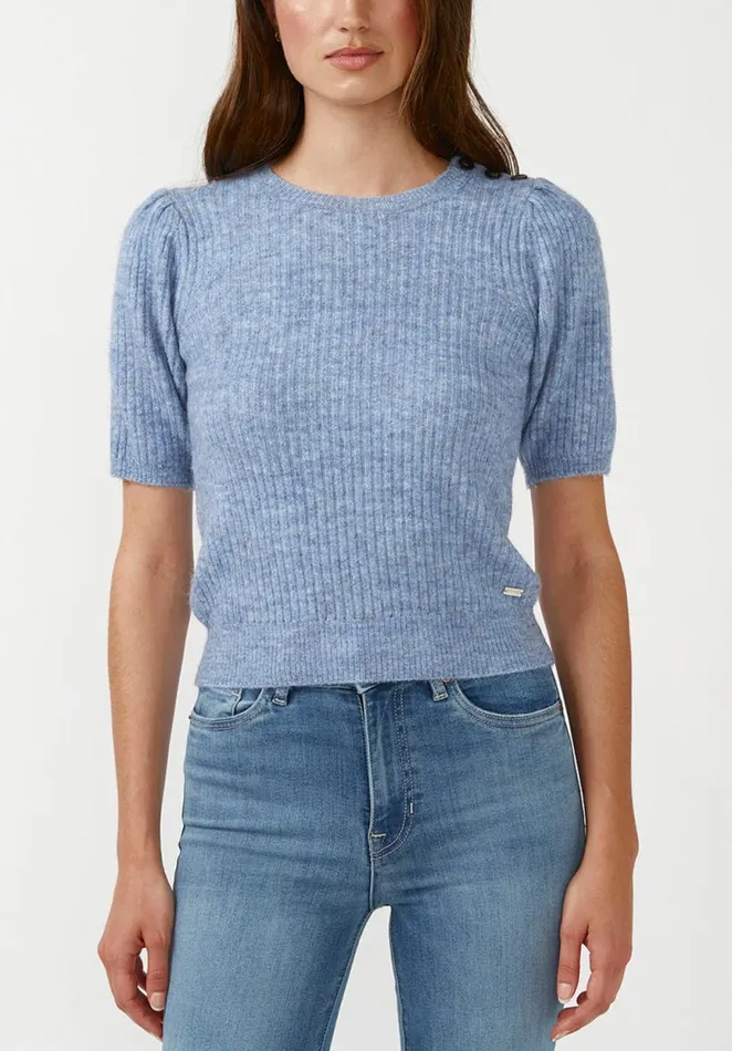 Women Agata Blue Heather Women039s Short Sleeve Sweater Blue Htr Buffalo David Bitton Sweaters Women Agata Blue Heather Women039s Short Sleeve Sweater Blue Htr Buffalo David Bitton Sweaters