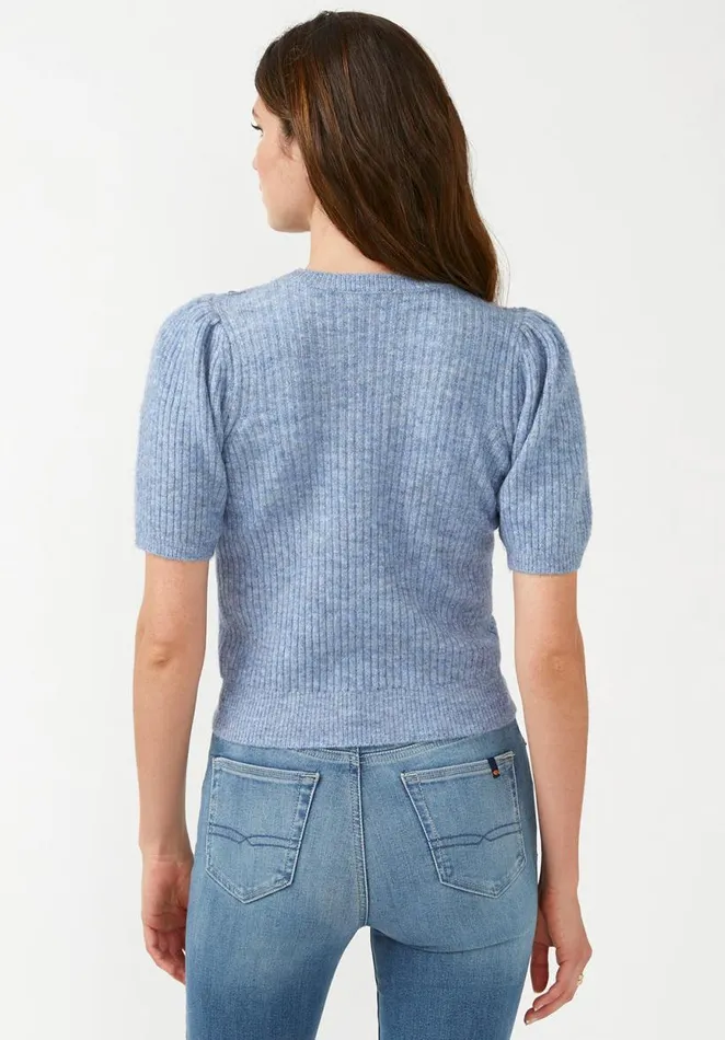 Women Agata Blue Heather Women039s Short Sleeve Sweater Blue Htr Buffalo David Bitton Sweaters