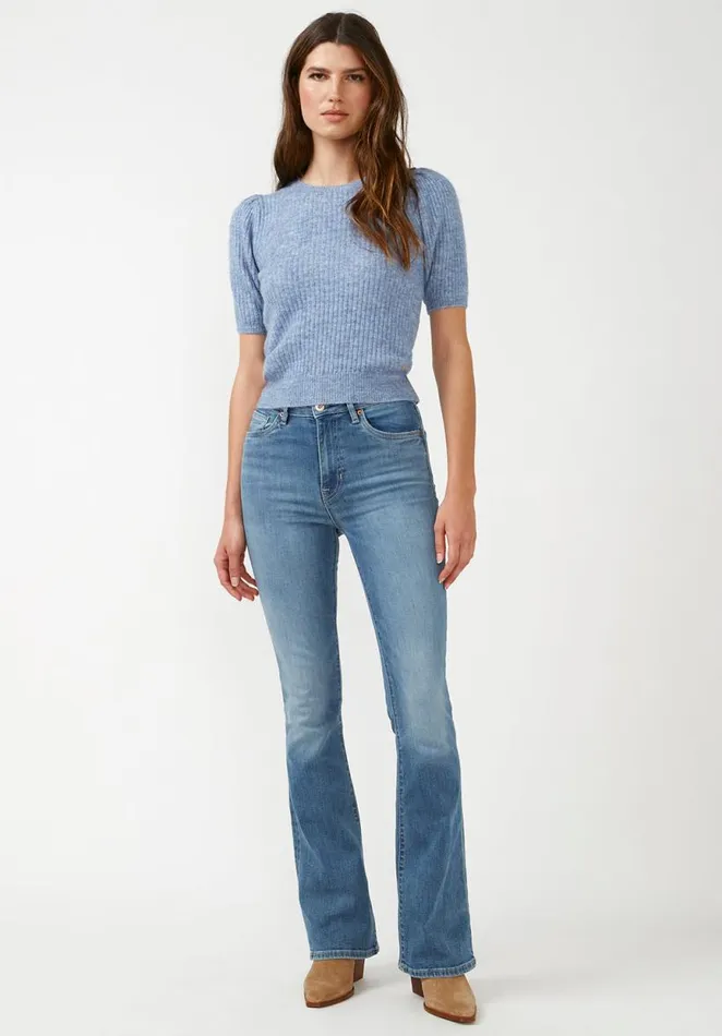 Women Agata Blue Heather Women039s Short Sleeve Sweater Blue Htr Buffalo David Bitton Sweaters