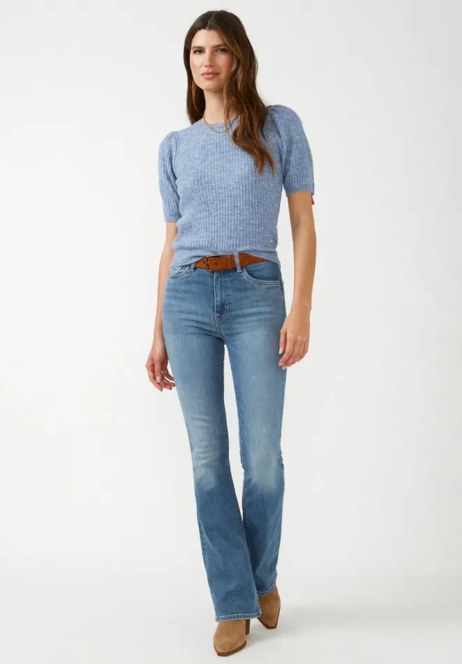 Women Agata Blue Heather Women039s Short Sleeve Sweater Blue Htr Buffalo David Bitton Sweaters