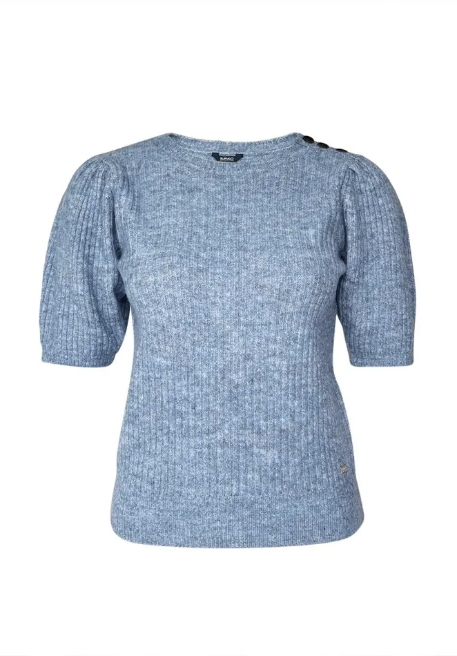 Women Agata Blue Heather Women039s Short Sleeve Sweater Blue Htr Buffalo David Bitton Sweaters