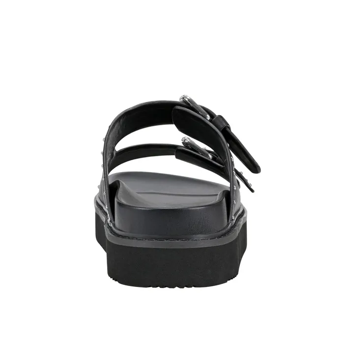 Women Agusta Studded Slide Sandal Black Leather Marc Fisher Mules and Slides