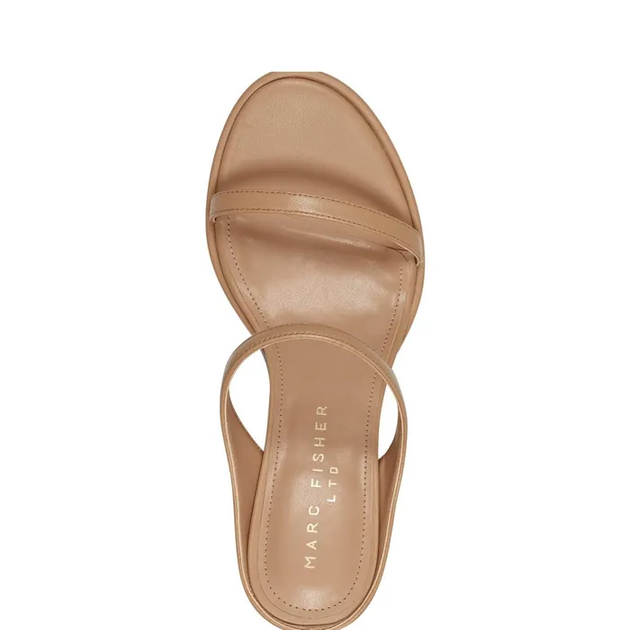Women Alonde Heeled Slide Sandal Medium Natural Leather Marc Fisher Heels and Pumps