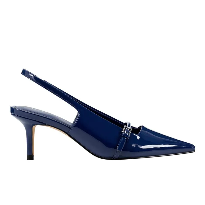 Women Alorie Slingback Pump Navy Patent Marc Fisher Heels and Pumps