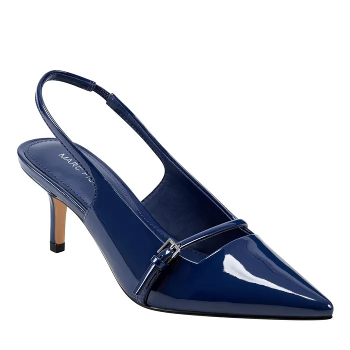 Women Alorie Slingback Pump Navy Patent Marc Fisher Heels and Pumps