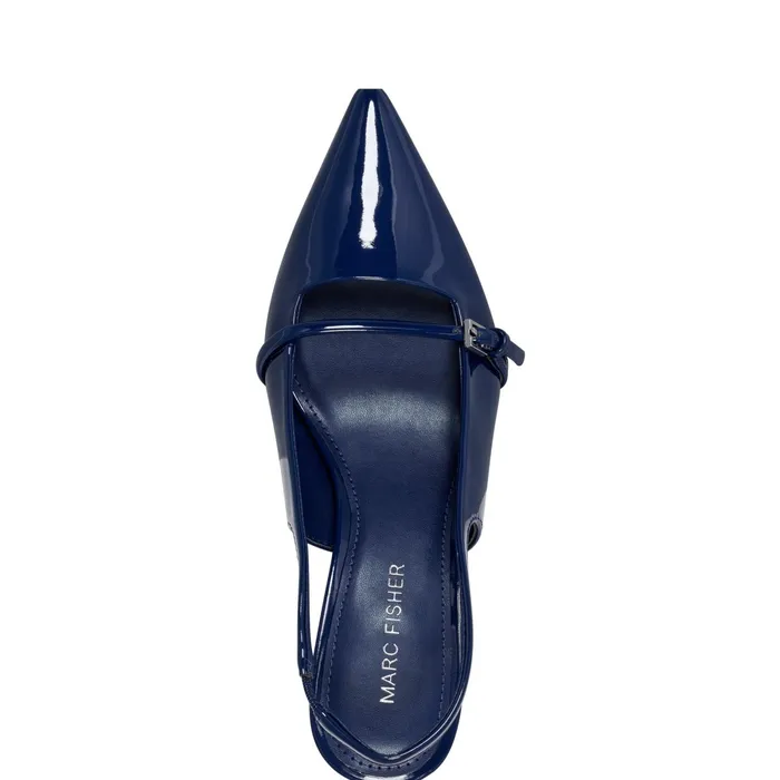 Women Alorie Slingback Pump Navy Patent Marc Fisher Heels and Pumps