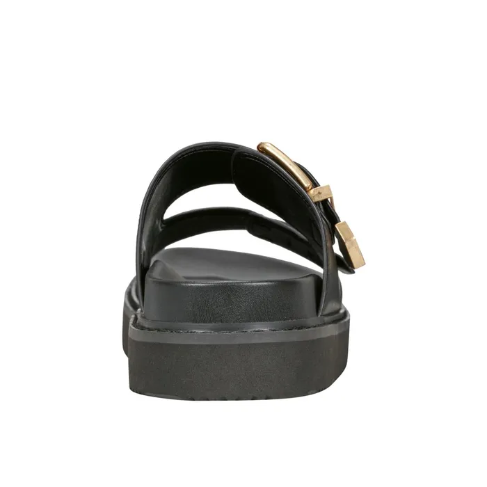 Women Amirra Buckle Slide Sandal Black Leather Marc Fisher Mules and Slides