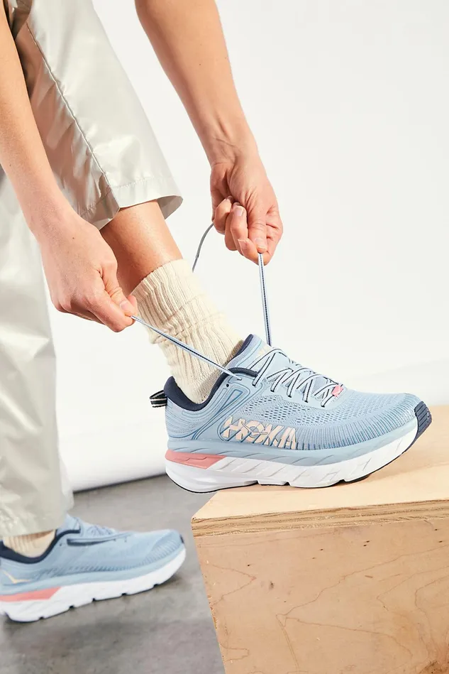 Women Athletic Shoes Free People Hoka Bondi 7 Sneakers Blue Fog Ombre Blue