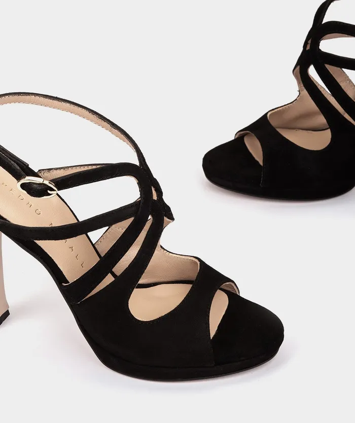 Women Atrani Black 8211 Heeled Sandals Pedro Miralles