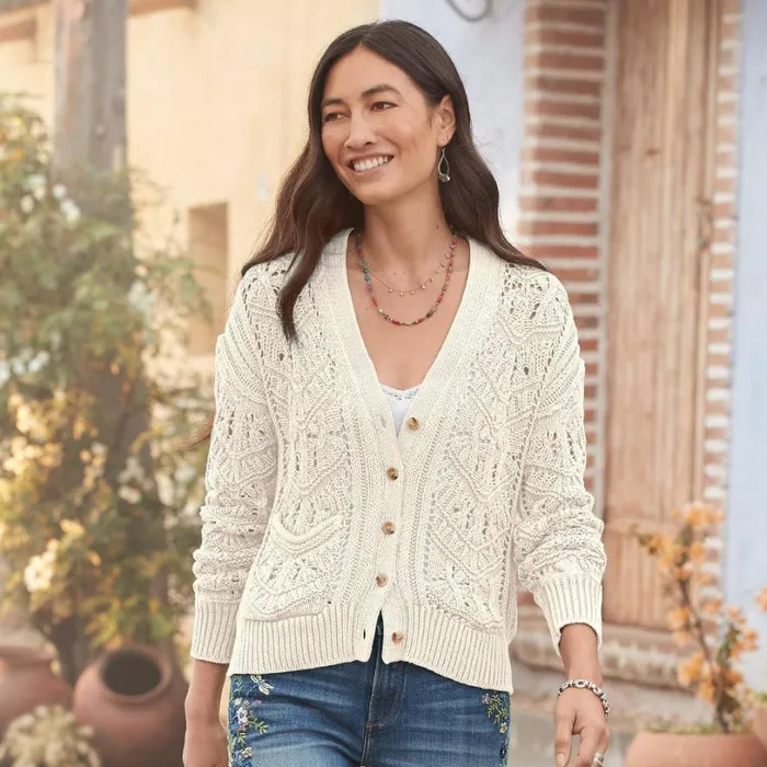 Women Aveline Cardigan Ivory Sundance Catalog Sweaters